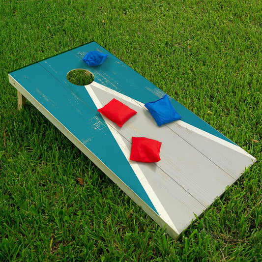 Cornhole Board Wraps and Decals for Boards Set of 2 Skins Professional Vinyl Covers Sticker - Teal Triangle Cabin Camping Lakehouse Decal