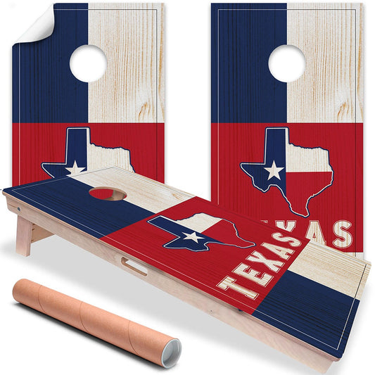 Cornhole Board Wraps and Decals for Boards Set of 2 Skins Professional Vinyl Covers Sticker - Texas State Football Tailgating Decal