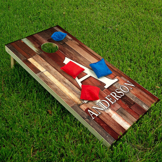 Personalized Cornhole Board Wraps and Decals for Boards Set of 2 Skins Professional Vinyl Covers Sticker - Giant Initial Wood Panels Decal