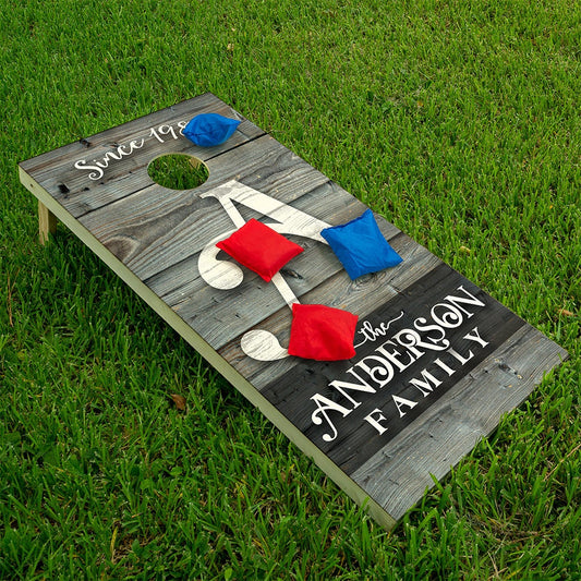 Personalized-Cornhole Wraps for Boards Vinyl Decals (Set of 2) Family Giant Initial -Bean Bag Toss Wrap Stickers Skins (Boards Not Included)