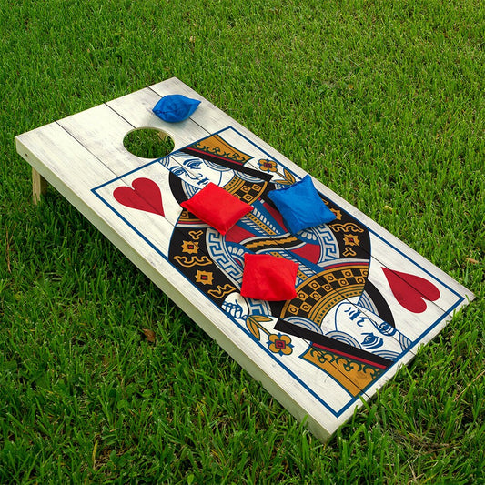 Cornhole Board Wraps and Decals for Boards Set of 2 Skins Professional Vinyl Covers Sticker - Queen of Hearts Art Decal