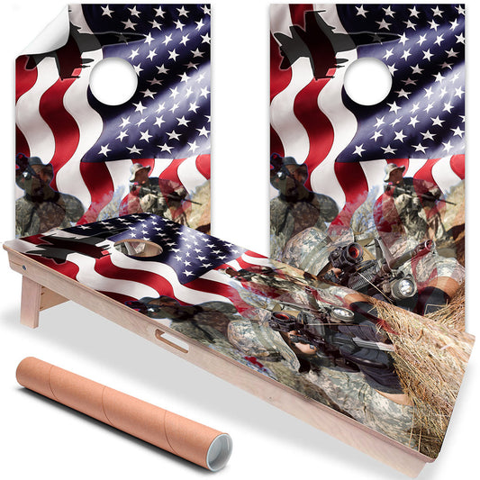Cornhole Board Wraps & Decals for Boards Set of 2 Corn Hole Decal,25+ Designs Professional Vinyl Decal Covers Sticker American Flag Military