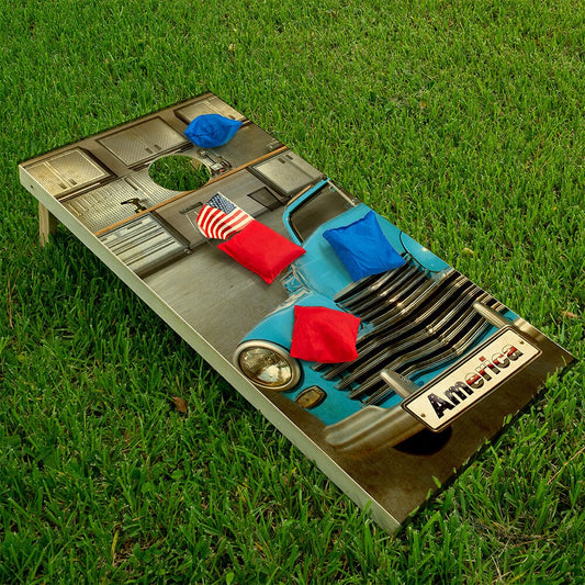 Cornhole Wraps for Boards Vinyl Decals Set of 2 Classic Blue Car-25+ Designs Corn Hole Bean Bag Toss Wrap Stickers Skins Boards Not Included