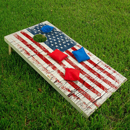 Cornhole Wraps for Boards Vinyl Decals Set of 2-25+ Designs Corn Hole Bean Bag Toss Wrap Stickers Skins Board Not Included Cracked Wood Flag