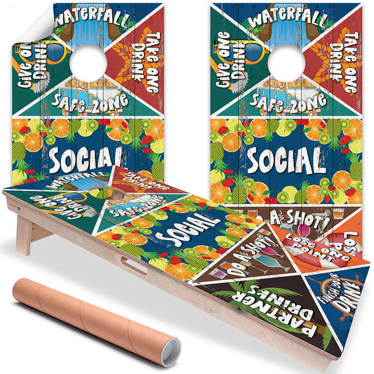Cornhole Board Wraps and Decals for Boards Set of 2 Corn Hole Decal, 25+ Designs Skins Professional Decal Covers Sticker Vinyl Drinking Game