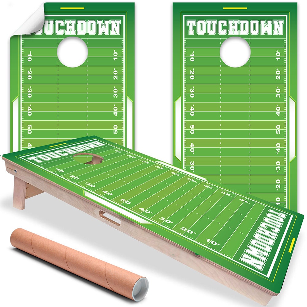 Set of 2 Corn Hole Decal, Football Field Board Wrap, Professional Vinyl Cover Sticker, More Designs to Choose From This Shop