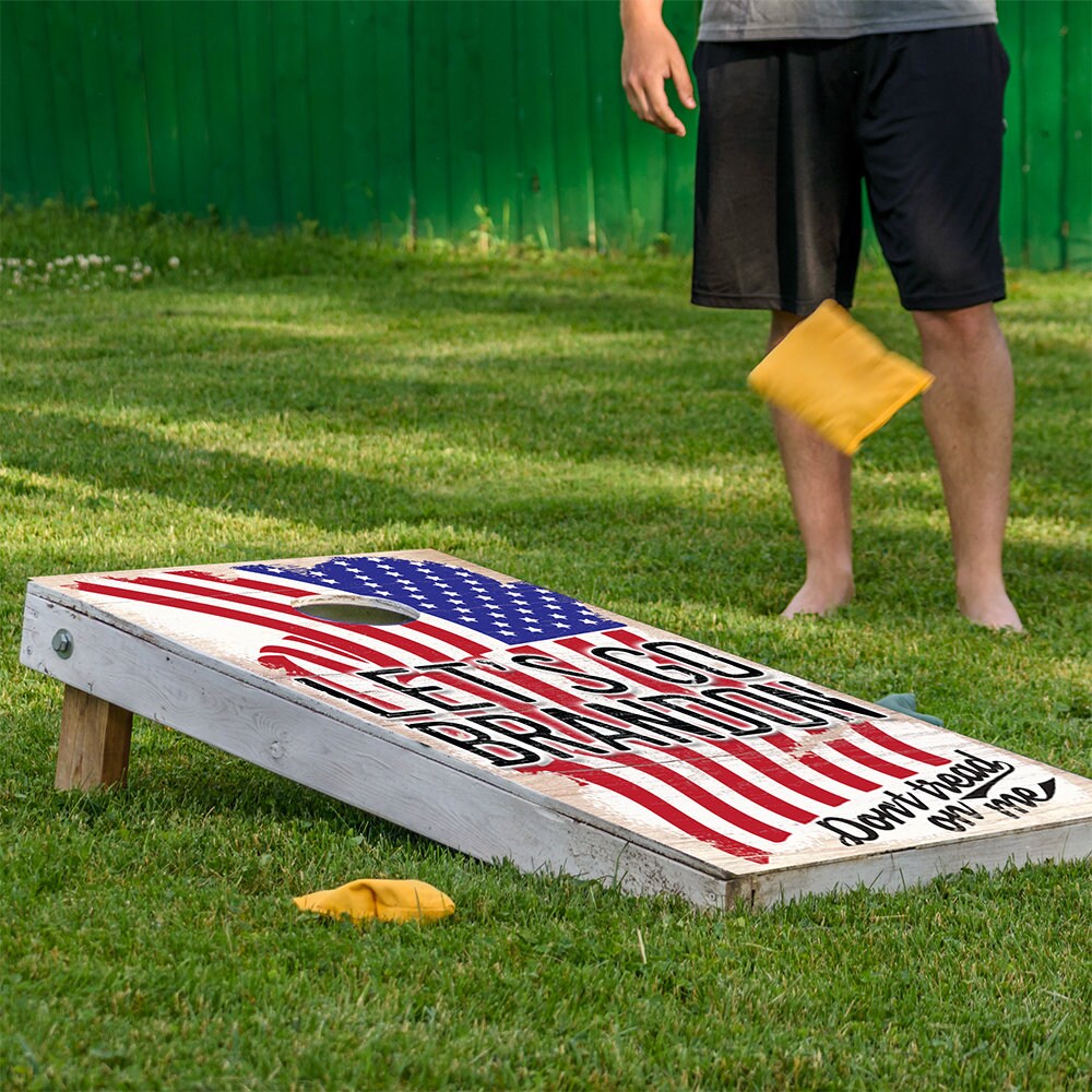 Set of 2 Cornhole Wraps for Boards Vinyl Decals - Corn Hole Bean Bag Toss Wrap Stickers Skins (Boards Not Included) (Let's Go Brandon)