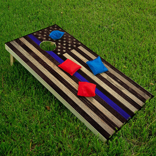 Cornhole Wraps for Boards Vinyl Decals Set of 2 - 25+ Designs Corn Hole Bean Bag Toss Wrap Stickers Skins Boards Not Included Police Support