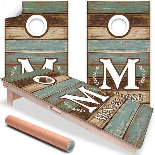 Personalized - Cornhole Wraps for Boards Vinyl Decals (Set of 2) Family Initial - Bean Bag Toss Wrap Stickers Skins (Boards Not Included)