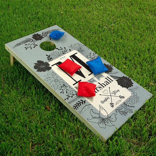 Personalized - Cornhole Wraps for Boards Vinyl Decals (Set of 2) Floral Family - Bean Bag Toss Wrap Stickers Skins (Boards Not Included)