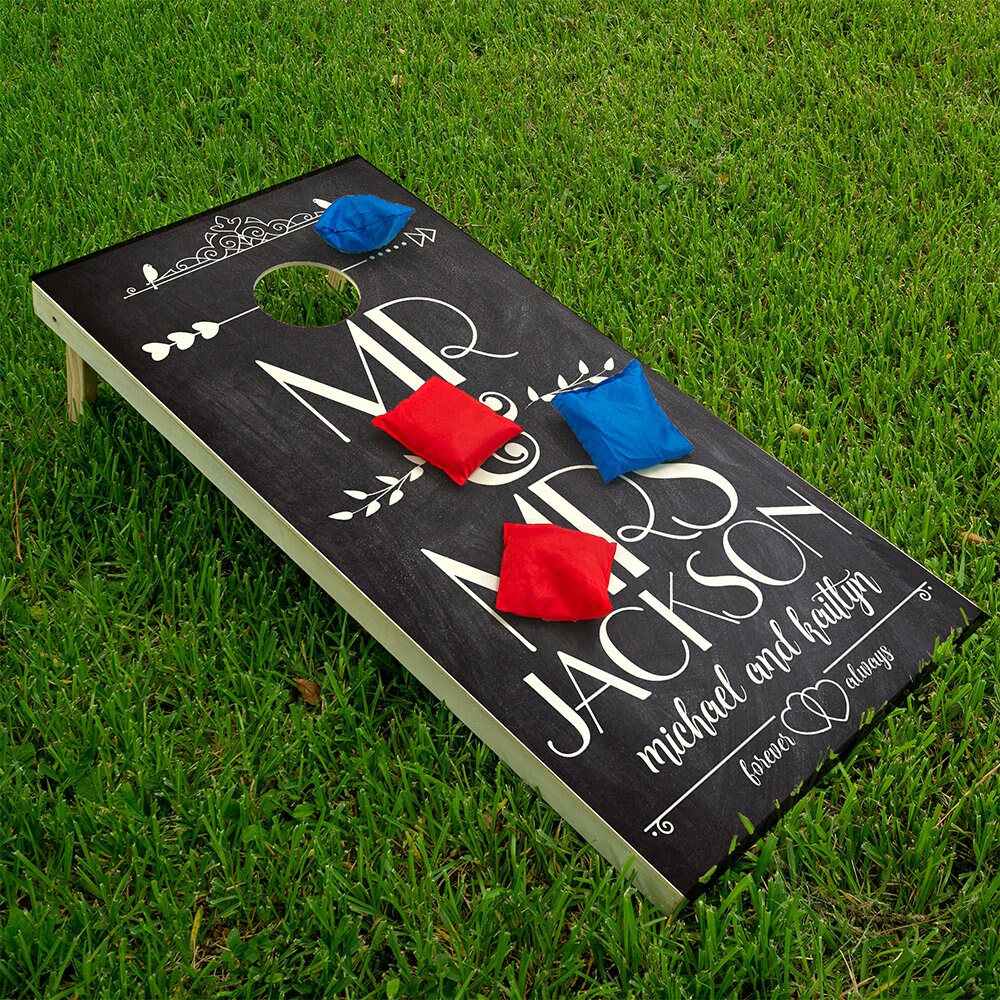 Personalized - Cornhole Wraps for Boards Vinyl Decals (Set of 2) Mr & Mrs - Wedding -Bean Bag Toss Wrap Stickers Skins (Boards Not Included)