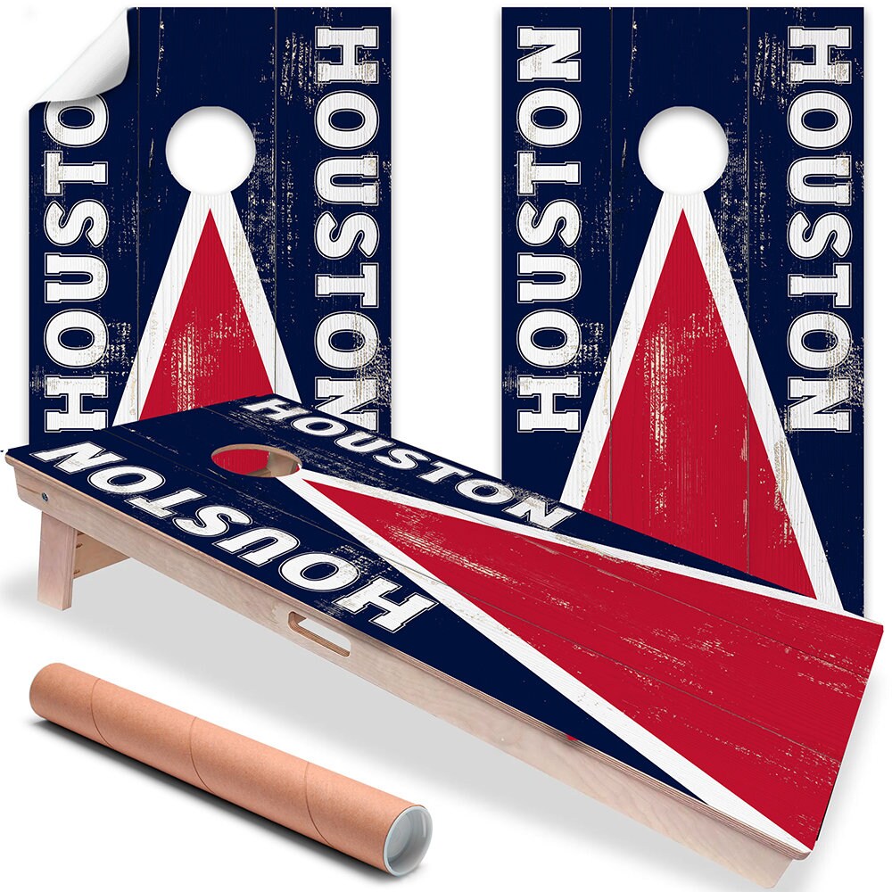 Cornhole Board Wraps and Decals for Boards Set of 2 Skins Professional Vinyl Covers Sticker - Houston Football Tailgating Decal