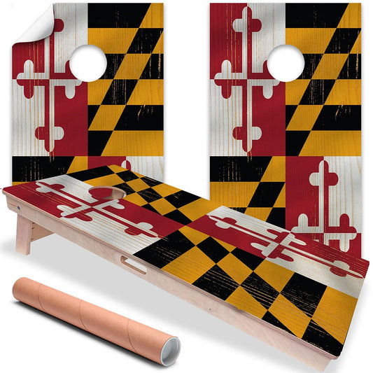 Cornhole Board Wraps and Decals for Boards Set of 2 Skins Professional Vinyl Covers Sticker - Maryland State Football Tailgating Decal