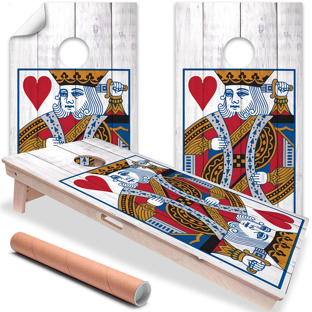 Cornhole Board Wraps and Decals for Boards Set of 2 Skins Professional Vinyl Covers Sticker - King of Hearts Art Decal