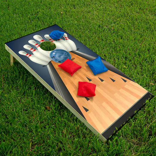 Cornhole Board Wraps and Decals for Boards Set of 2 Skins Professional Vinyl Covers Sticker - Bowling Lane Art Decal