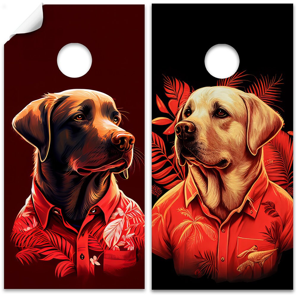 Cornhole Board Wraps and Decals for Boards Set of 2 Skins Professional Vinyl Covers Sticker - Party Animals Labradors Dog Lovers Decal