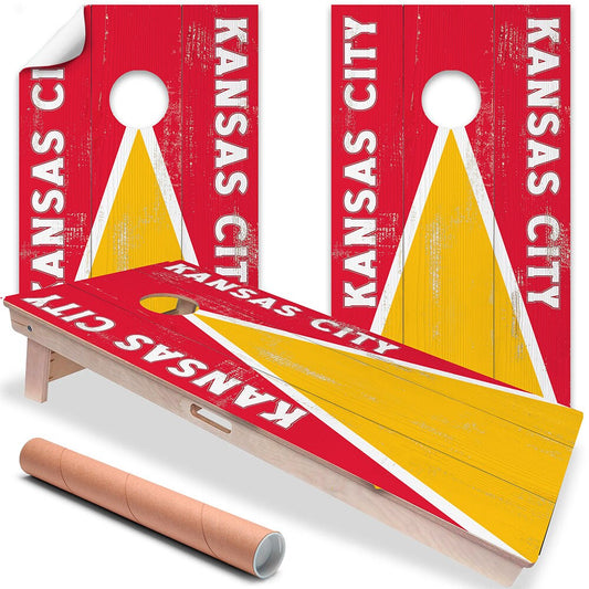 Cornhole Board Wraps and Decals for Boards Set of 2 Skins Professional Vinyl Covers Sticker - Kansas Football Tailgating Decal