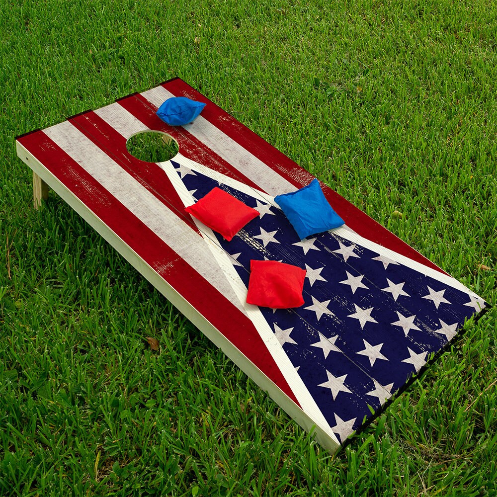 Cornhole Board Wraps & Decals for Boards Set of 2 Corn Hole Decal,25+ Designs Professional Vinyl Decal Covers Sticker American Flag Triangle