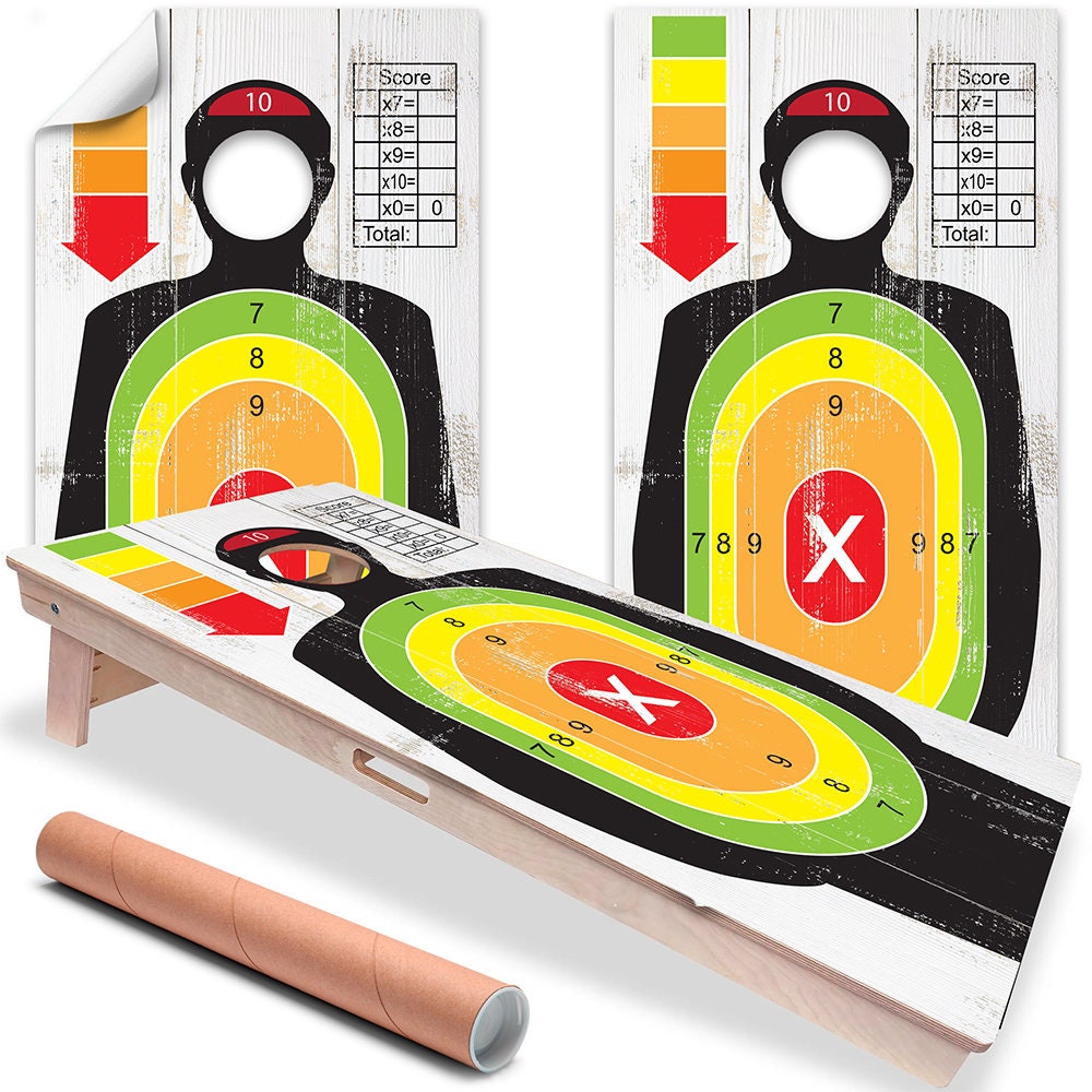 Cornhole Board Wraps and Decals for Boards Set of 2 Skins Professional Vinyl Covers Sticker - Shooting Target For Gun Enthusiasts Decal