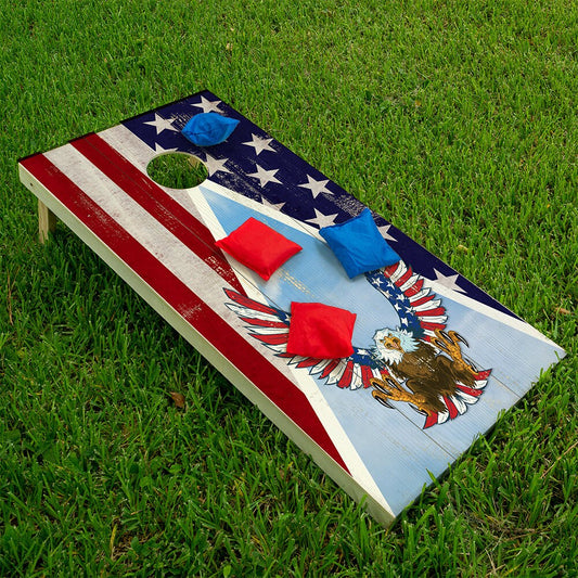 Cornhole Board Wraps and Decals for Boards Set of 2 Skins Professional Vinyl Covers Sticker - USA American Eagle Flag Art Decal