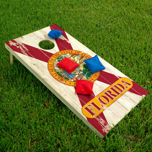 Cornhole Board Wraps and Decals for Boards Set of 2 Skins Professional Vinyl Covers Sticker - Florida State Flag Football Tailgating Decal