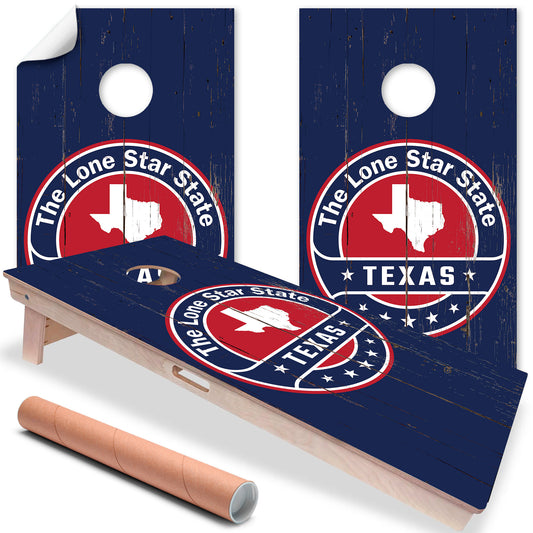 Cornhole Board Wraps and Decals for Boards Set of 2 Skins Professional Vinyl Covers Sticker - Texas in Dark Blue Football Tailgating Decal