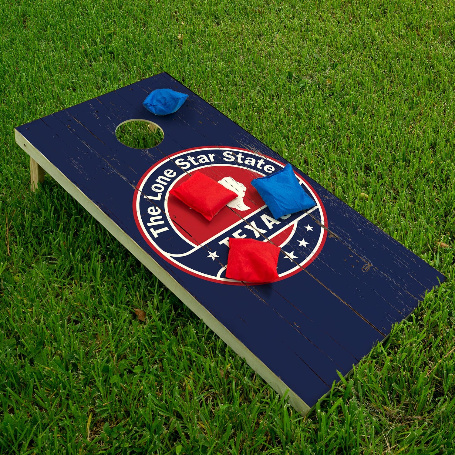 Cornhole Board Wraps and Decals for Boards Set of 2 Skins Professional Vinyl Covers Sticker - Texas in Dark Blue Football Tailgating Decal