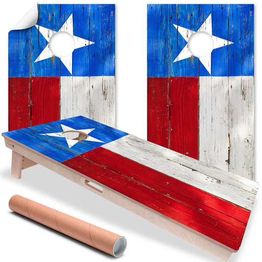 Cornhole Board Wraps and Decals for Boards Set of 2 Skins Professional Vinyl Covers Sticker - Texas Flag Football Tailgating Decal