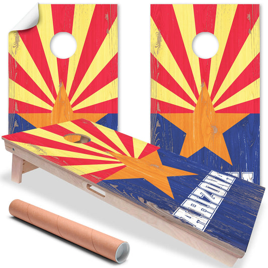 Cornhole Board Wraps and Decals for Boards Set of 2 Skins Professional Vinyl Covers Sticker - Arizona State Flag Football Tailgating Decal