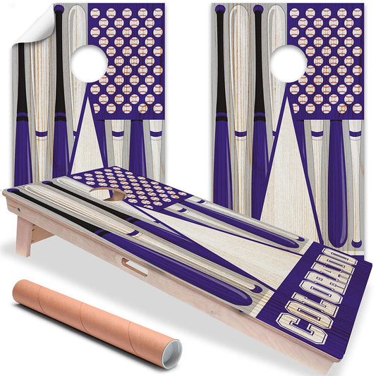 Cornhole Board Wraps and Decals for Boards Set of 2 Skins Professional Vinyl Covers Sticker - Colorado Baseball Tailgating Decal