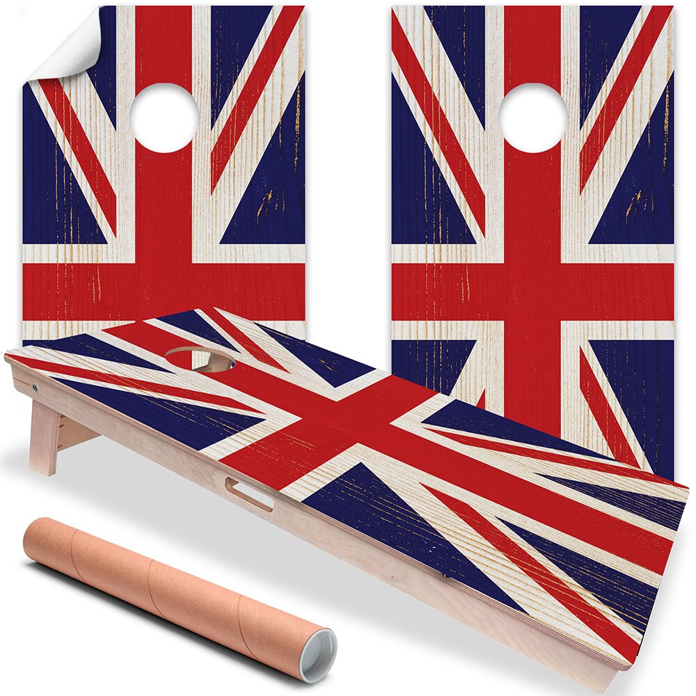 Cornhole Board Wraps and Decals for Boards Set of 2 Skins Professional Vinyl Covers Sticker - British Flag Union Jack Art Decal