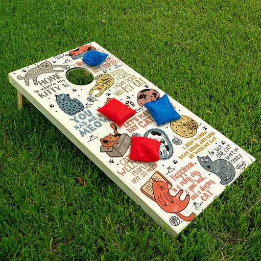 Cornhole Board Wraps and Decals for Boards Set of 2 Skins Professional Vinyl Covers Sticker-Goofy Cats Drawings Perfect Cat Lovers Art Decal