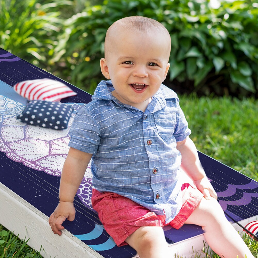 Cornhole Board Wraps and Decals for Boards Set of 2 Skins Professional Vinyl Covers Sticker - Sea Turtle Art Wooden Style Finish Art Decal