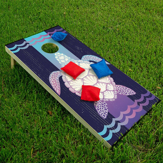 Cornhole Board Wraps and Decals for Boards Set of 2 Skins Professional Vinyl Covers Sticker - Sea Turtle Art Wooden Style Finish Art Decal