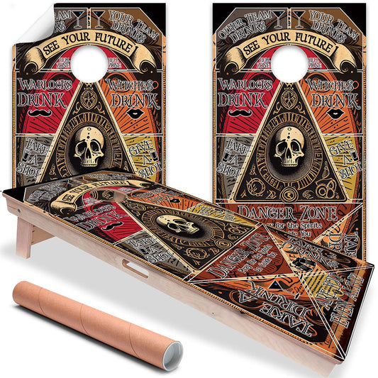 Cornhole Board Wraps and Decals for Boards Set of 2 Skins Professional Vinyl Covers Sticker - Oujia Board Paranormal Experts Art Decal