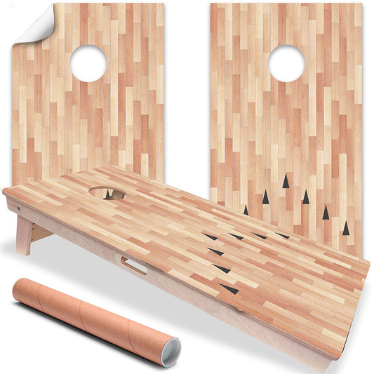 Cornhole Board Wraps and Decals for Boards Set of 2 Skins Professional Vinyl Covers Sticker - Bowling Parquet Floor Art Decal