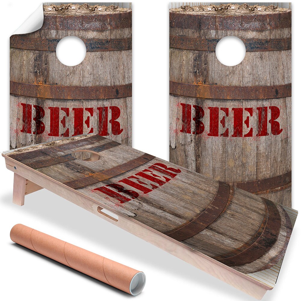 Set of 2 Corn Hole Decal Scenic Beer Barrel Bar and Pub Cornhole Wrap, Professional Vinyl Cover Sticker, More to Choose From This Shop