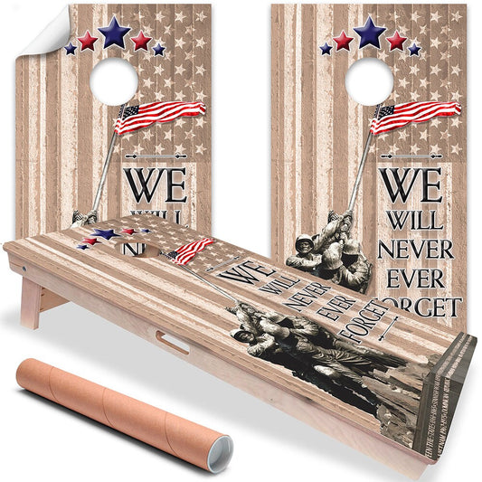 Cornhole Board Wraps and Decals for Boards Set of 2 Skins Professional Vinyl Covers Sticker - Military Pride American Flag Designs Decal