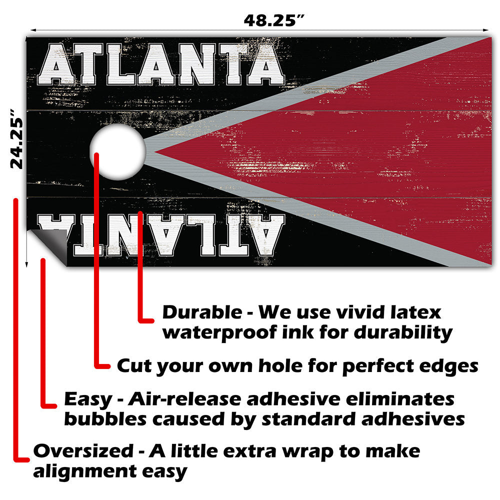 Cornhole Board Wraps and Decals for Boards Set of 2 Skins Professional Vinyl Covers Sticker - Atlanta Falcons Football Tailgating Decal