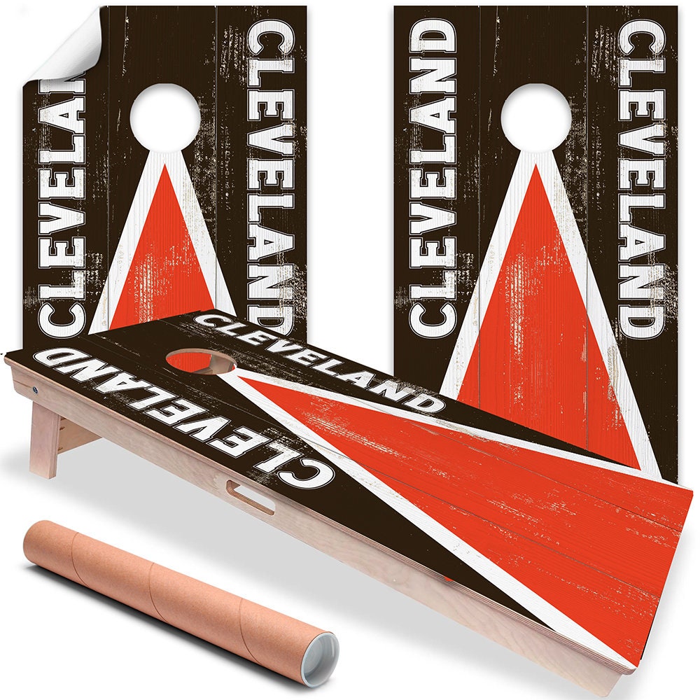 Cleveland Football - Cornhole Board Wrap - Set of 2 - Lone Star Art