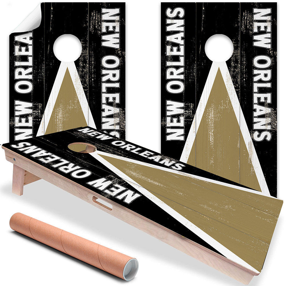 Cornhole Board Wraps and Decals for Boards Set of 2 Skins Professional Vinyl Covers Sticker - New Orleans Saints Football Tailgating Decal