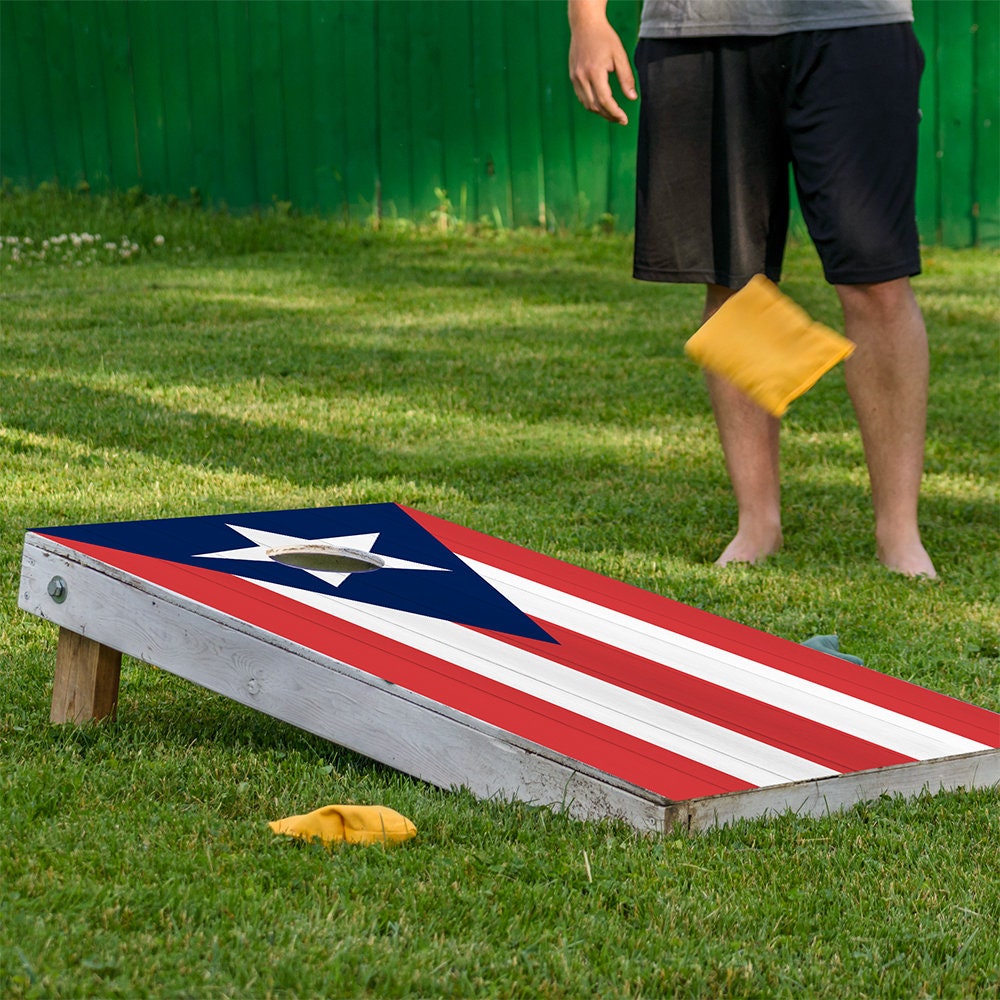 Cornhole Board Wraps and Decals for Boards Set of 2 Skins Professional Vinyl Covers Sticker - Puerto Rican Flag Art Decal