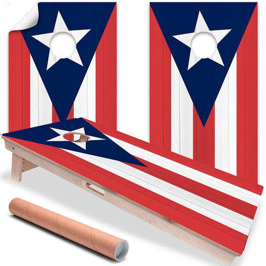 Cornhole Board Wraps and Decals for Boards Set of 2 Skins Professional Vinyl Covers Sticker - Puerto Rican Flag Art Decal