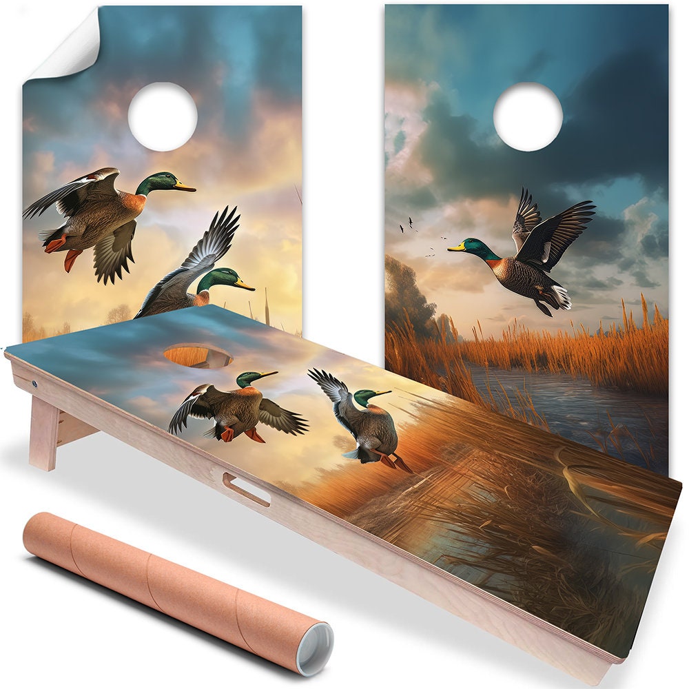 Set of 2 Corn Hole Decal Duck Hunting Outdoor Life Wrap, Professional Vinyl Cover Sticker, More Designs to Choose From This Shop