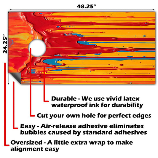 Cornhole Board Wraps and Decals for Boards Set of 2 Skins Professional Vinyl Covers Sticker - Warm Vibrant Dripping Paint Art Decal