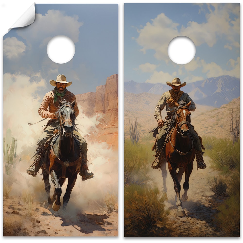 Cornhole Board Wraps and Decals for Boards Set of 2 Skins Professional Vinyl Covers Sticker - Old West Cowboys Ranch Sticker Art Decal
