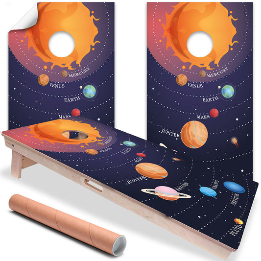 Set of 2 Corn Hole Decal Planetary Solar System Science Art Wrap, Professional Vinyl Cover Sticker, More Designs to Choose From This Shop