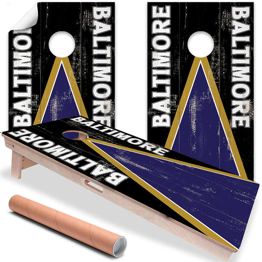 Cornhole Board Wraps and Decals for Boards Set of 2 Skins Professional Vinyl Covers Sticker - Baltimore Ravens Football Tailgating Decal