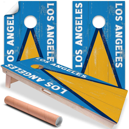 Cornhole Board Wraps and Decals for Boards Set of 2 Skins Professional Vinyl Covers Sticker - Los Angeles Chargers Football Tailgating Decal