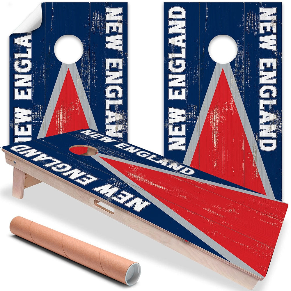 Cornhole Board Wraps and Decals for Boards Set of 2 Skins Professional Vinyl Covers Sticker - New England Patriots Football Tailgating Decal